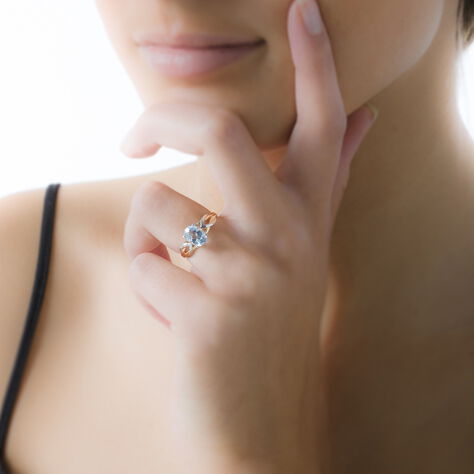 Damen Ring Gold Bicolor 375 Topas Blau 1,46ct Bonnie  - Solitärringe Damen | OROVIVO
