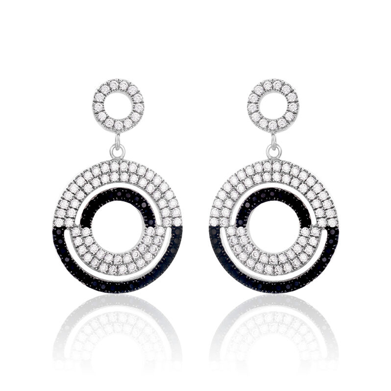 Damen Ohrstecker Lang Silber 925 Zirkonia Kreis - Ohrringe mit Stein Damen | OROVIVO