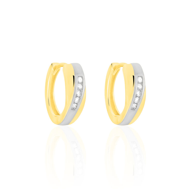 Damen Creolen Gold Bicolor 333 Diamant 0,1ct Saba 14,50mm 4,70mm  - Creolen Damen | OROVIVO