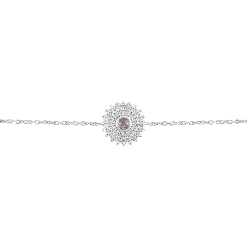 Bracelet Argent Rhodie Nyoko Rosace Labradorite - Spannringe Damen | OROVIVO