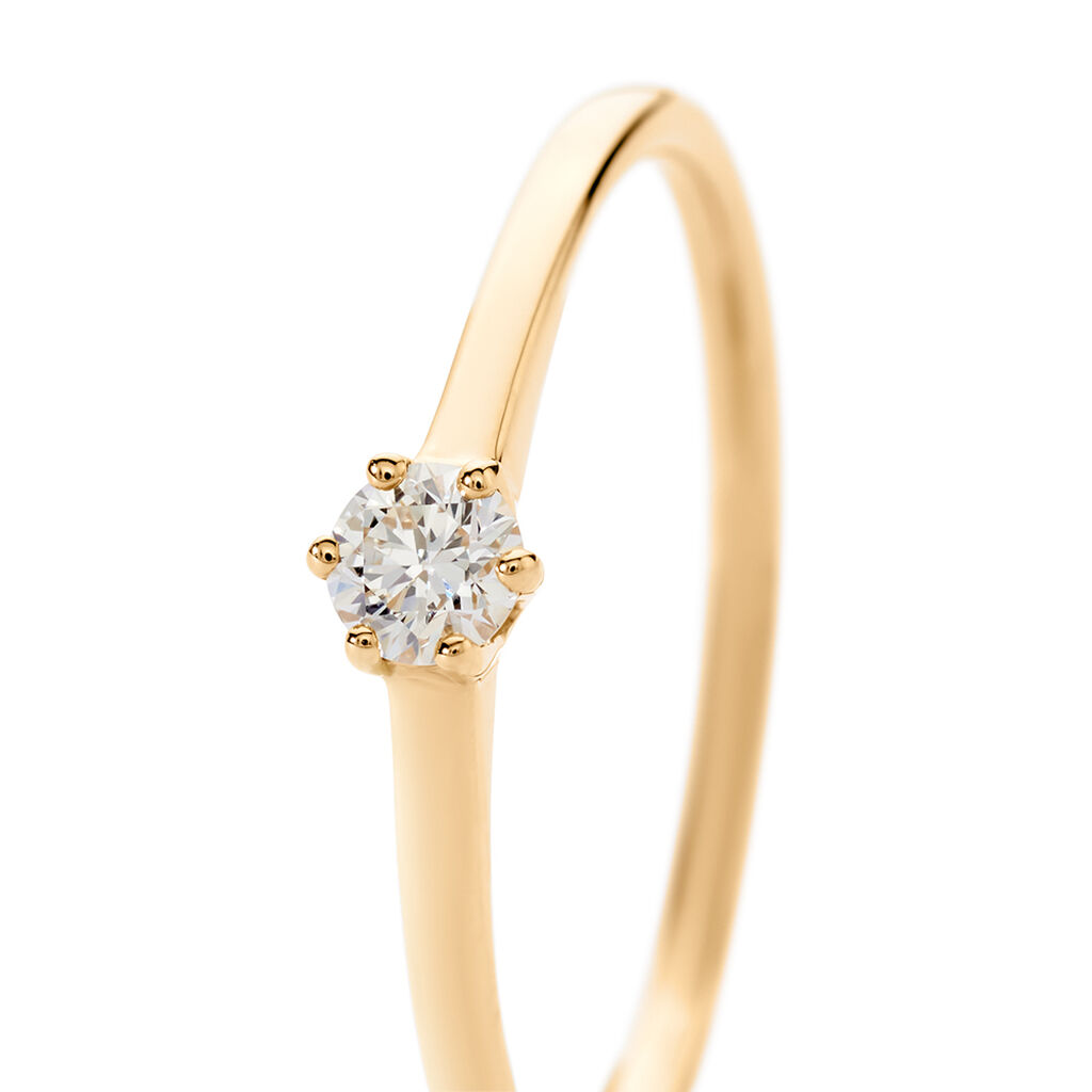 MONOPOLI Damen Ring Gold 585 (14 Karat) Diamant Wei&szlig; 0,16 ct