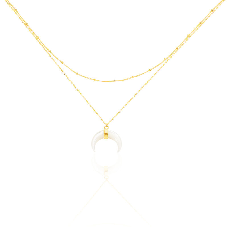 PIERRE Damen Collier Gold 375 (9 Karat) Perlmutt Perlmutt 0,6 ct Mond - Halsketten Damen | OROVIVO