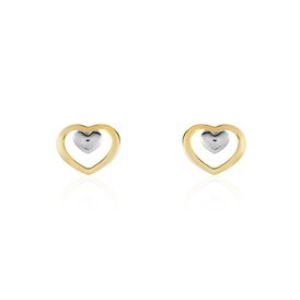 Damen Ohrstecker Gold 375 Bicolor Herz - Ohrstecker Damen | OROVIVO