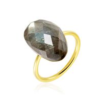 Damen Ring Silber vergoldet 925 Labradorit Grau 6,75ct Lora 