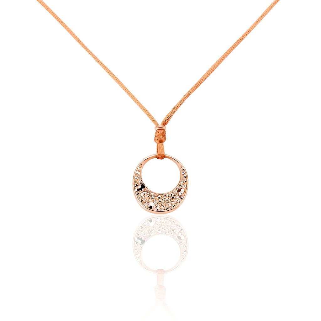 SAVINNA Damen Collier Edelstahl rosevergoldet Strass Champagner Kreis B 1 mm