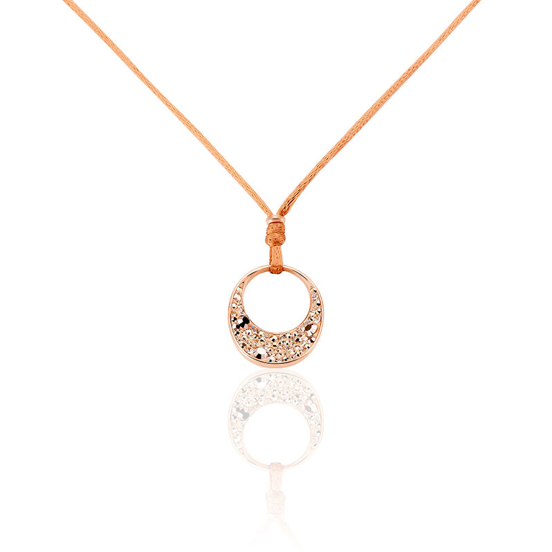 SAVINNA Damen Collier Edelstahl rosevergoldet Strass Champagner Kreis B 1 mm - Halsketten Damen | OROVIVO