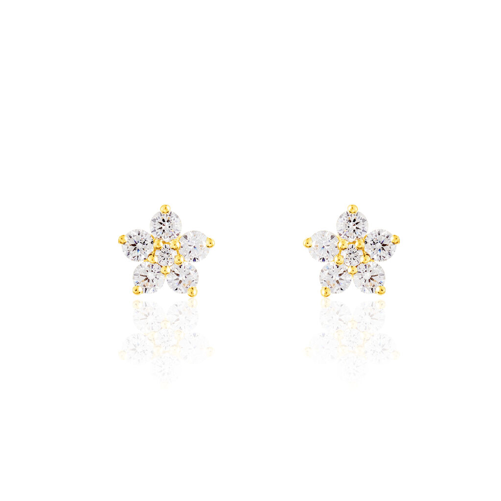 Damen Ohrstecker Gold 375 Zirkonia Blume 6mm - Ohrstecker Damen | OROVIVO