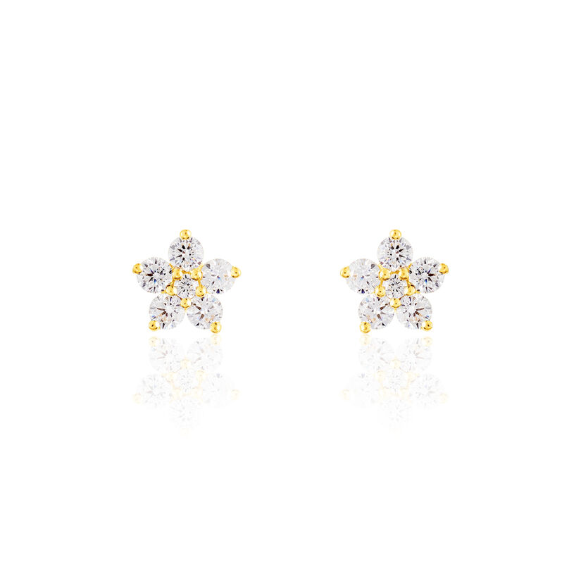 Damen Ohrstecker Gold 375 Zirkonia Blume 6mm - Ohrstecker Damen | OROVIVO