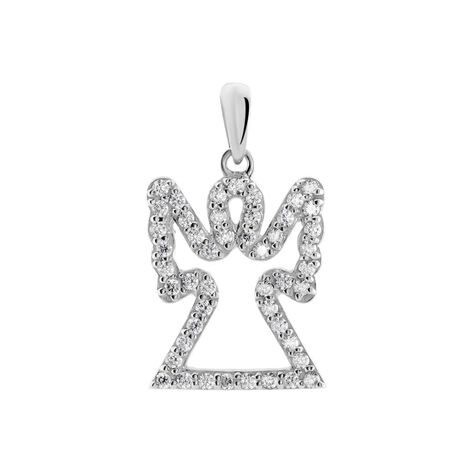Damen Anh&auml;nger Silber Silber 925 Zirkonia Wei&szlig; Engel B 13,8 mm