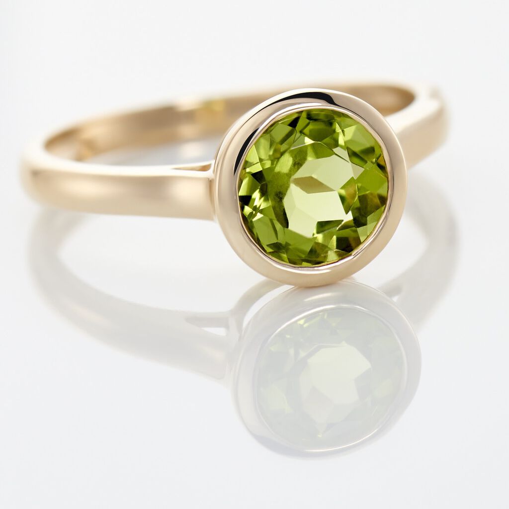 SOLEIA Damen Ring Gold 375 (9 Karat) Peridot Gr&uuml;n 1,28 ct Kreis