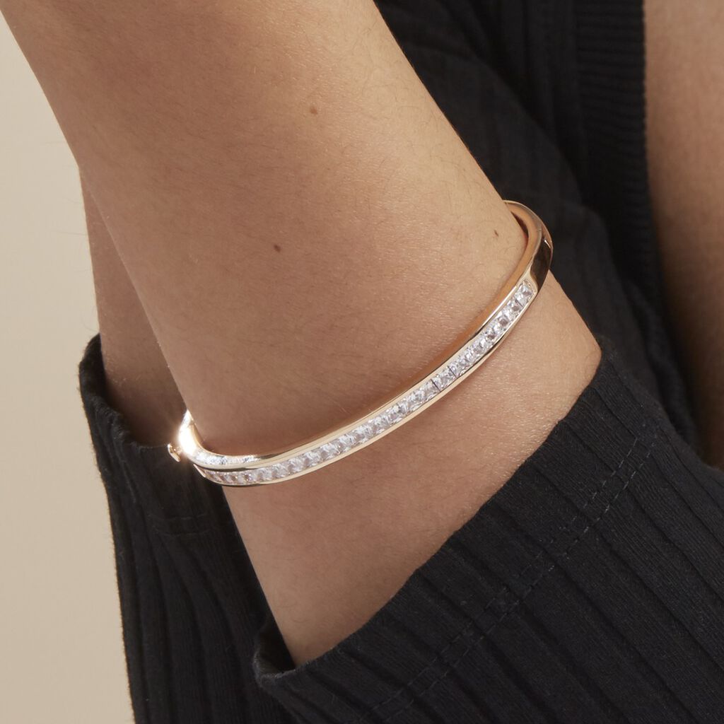 Bracelet Jonc Frieda Plaqué Or Jaune Oxyde De Zirconium - Spannringe Damen | OROVIVO
