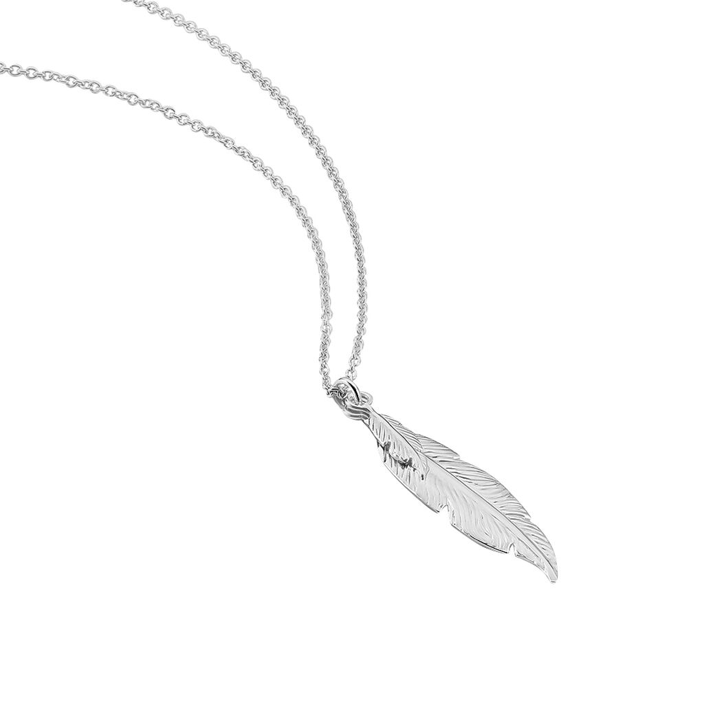 Damen Halskette Silber 925 Rhodiniert Feder - Halsketten Damen | OROVIVO