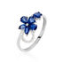 ANGIE Damen Ring Wei&szlig;gold 375 (9 Karat) Saphir Blau 0,03 ct Blume