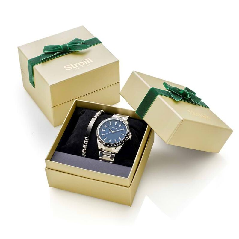 Cofanetto Uomo con orologio da polso solo tempo con cassa e cinturino in acciaio + bracciale in acciaio - Spannringe Herren | OROVIVO