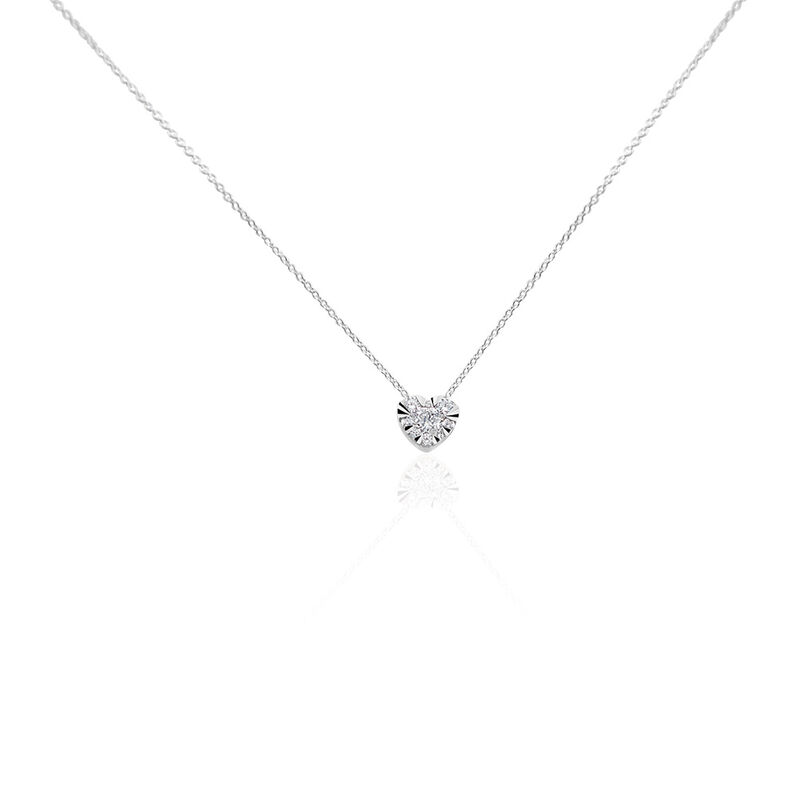 PETALI Damen Collier Wei&szlig;gold 750 (18 Karat) Diamant Wei&szlig; 0,11 ct Herz - Halsketten Damen | OROVIVO