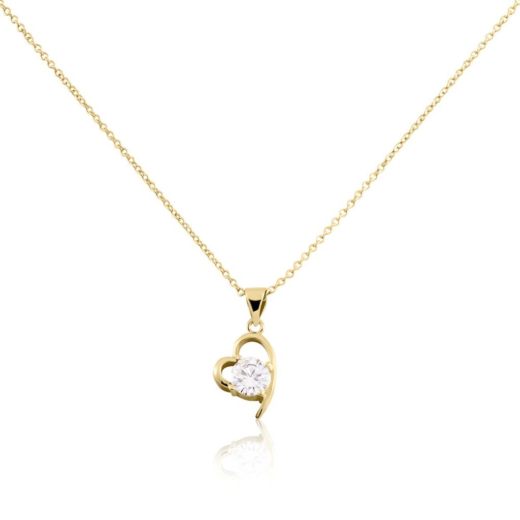 HENRI Damen Collier Vergoldet Zirkonia Weiß 0,28 ct Herz, Collier mit Stein