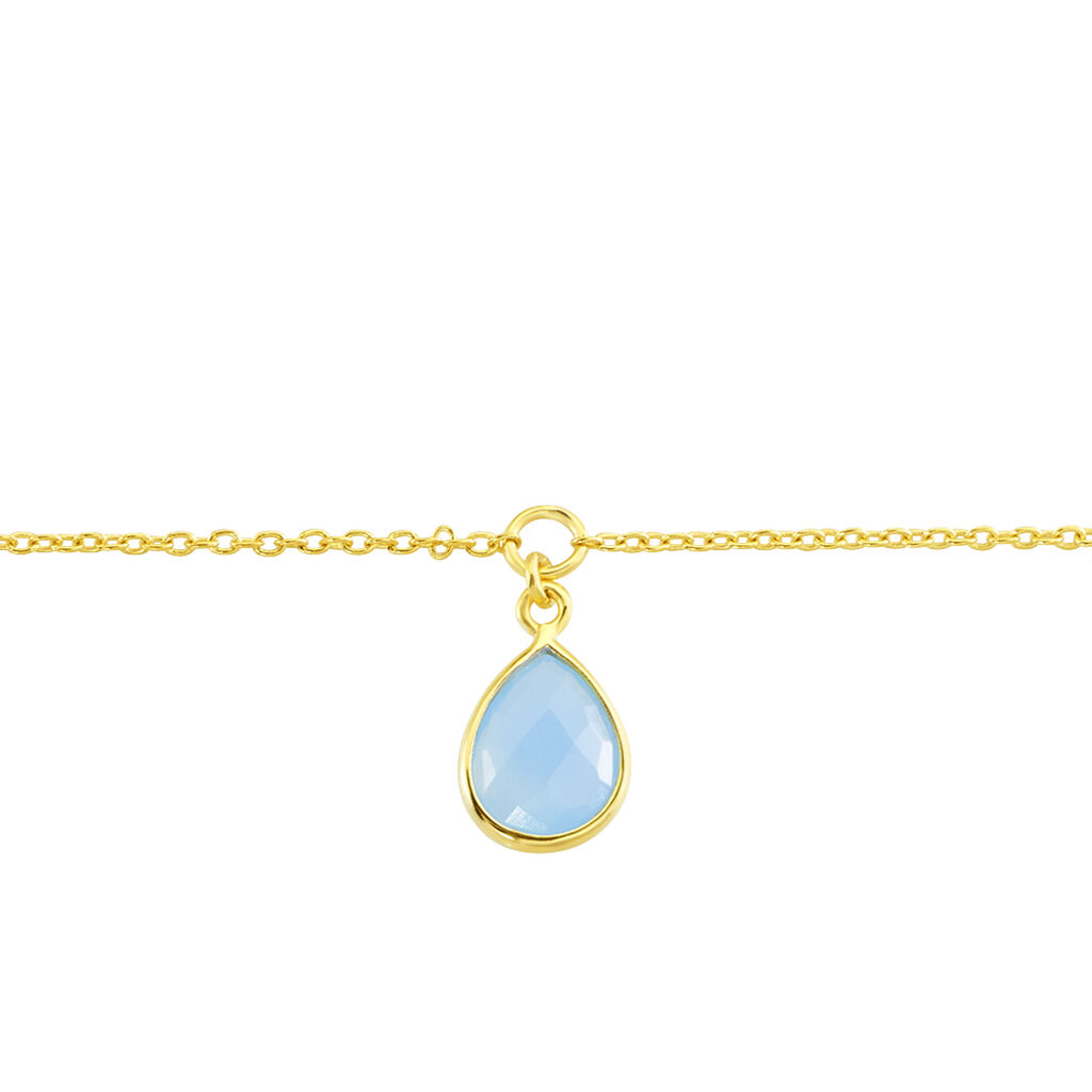 SINAYA Damen Armkette Silber vergoldet 925 Chalzedon Blau 1,25 ct