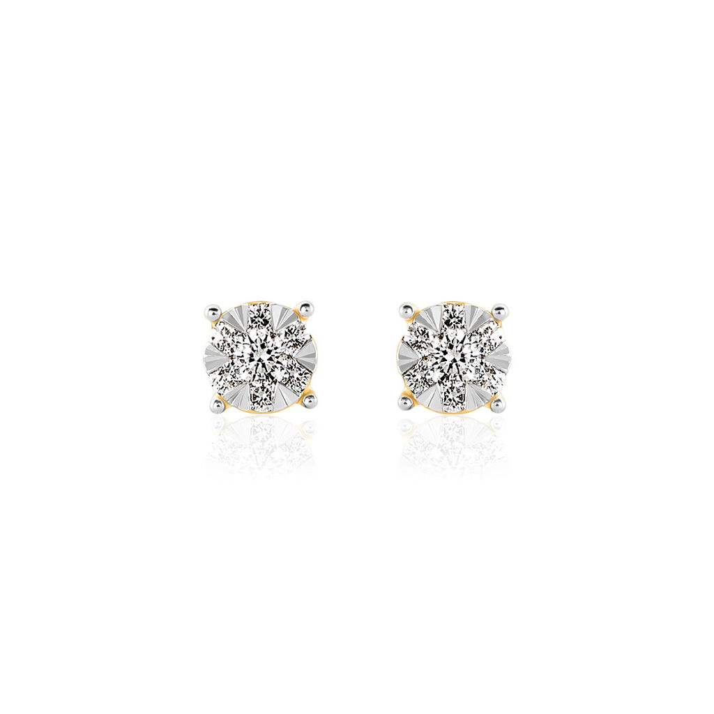 PETALI Damen Ohrstecker Gold 585 (14 Karat) Diamant Weiß 0,1 ct Kreis, Ohrstecker mit Stein