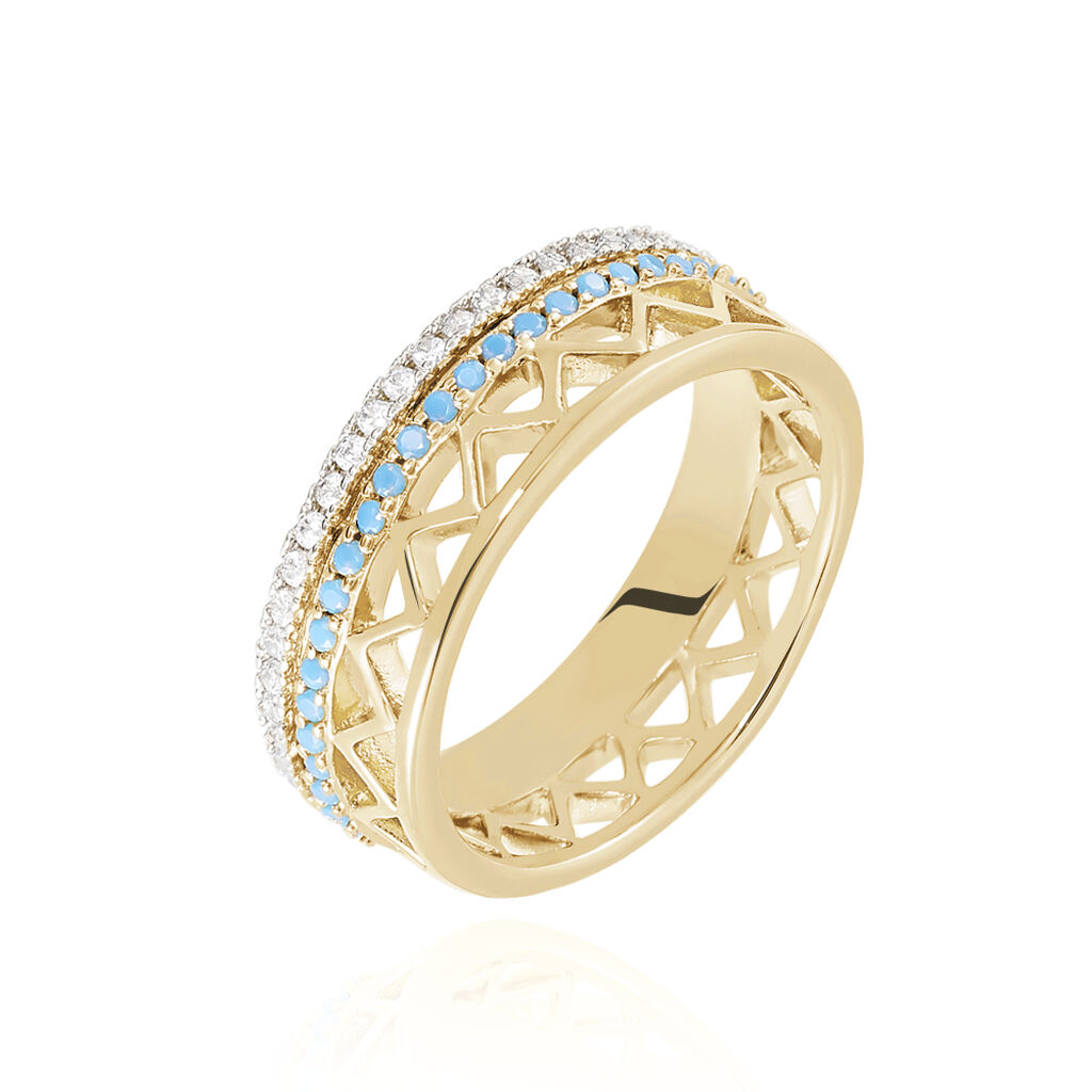 🦚 Damenring Messing Gold plattiert Zirkonia Zoila, Ring mit Stein