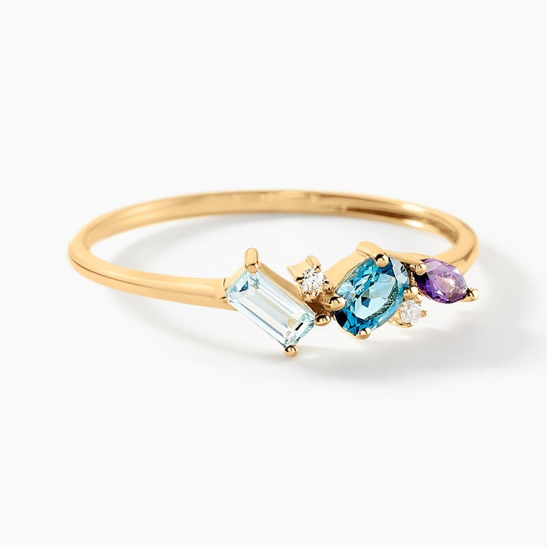 Bague Suha Or Jaune Topaze Améthyste - Spannringe Damen | OROVIVO