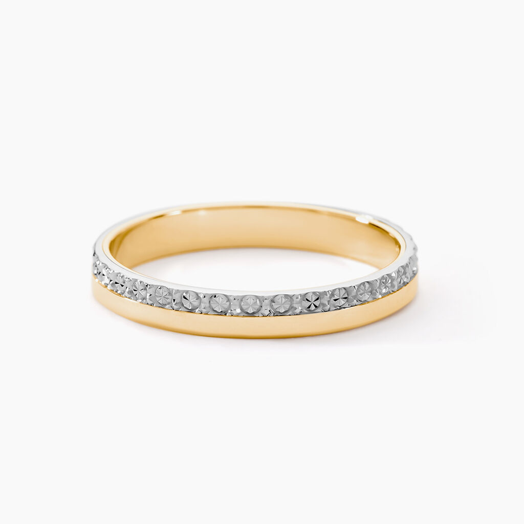Alliance Fantaisie Diamantee Ruban Plat Or Bicolore - Spannringe Damen | OROVIVO