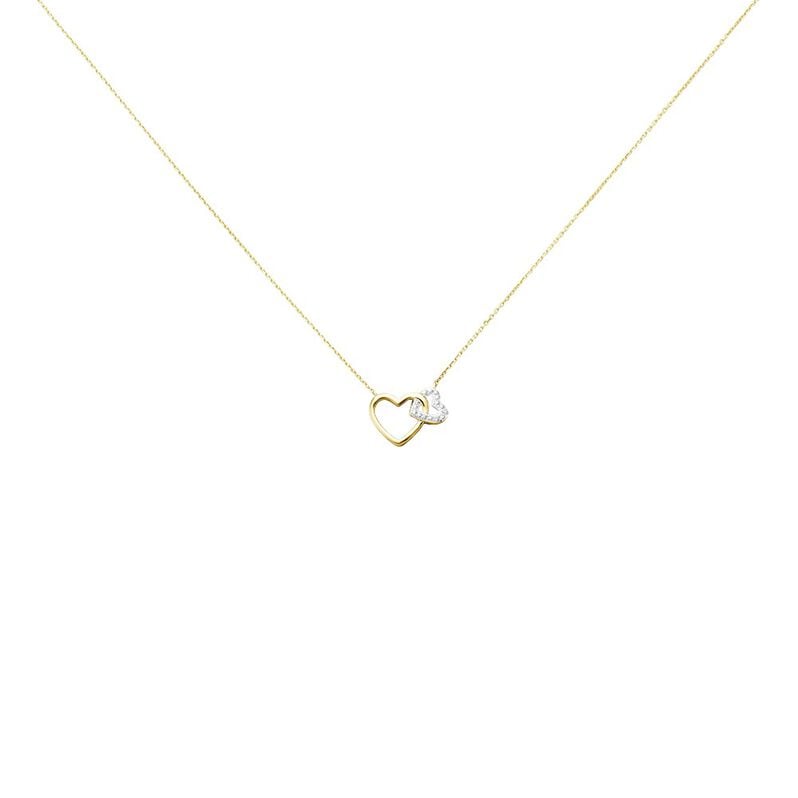 HERZ HO YOU & ME Damen Collier Gold 375 (9 Karat) Diamant Wei&szlig; 0,02 ct Herz B 0,7 mm - Halsketten Damen | OROVIVO