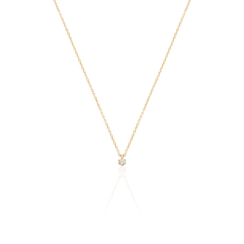 MONOPOLI Damen Collier Gold 585 (14 Karat) Diamant Wei&szlig; 0,11 ct - Halsketten Damen | OROVIVO