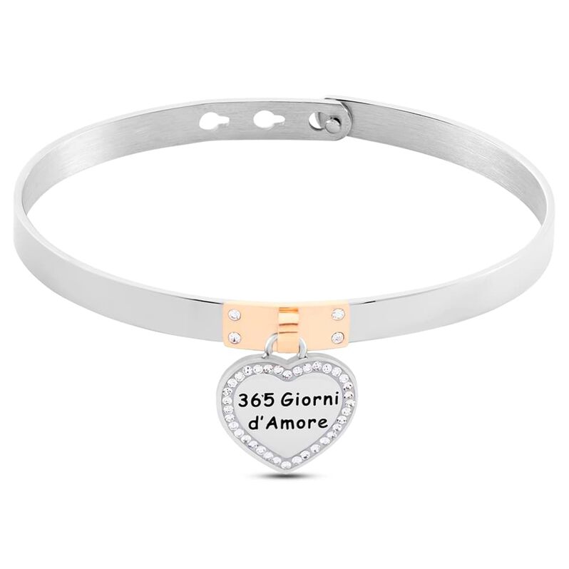 Bangle Sunrise Acciaio Bicolore Bianco / Rosa Cristallo - Spannringe Damen | OROVIVO