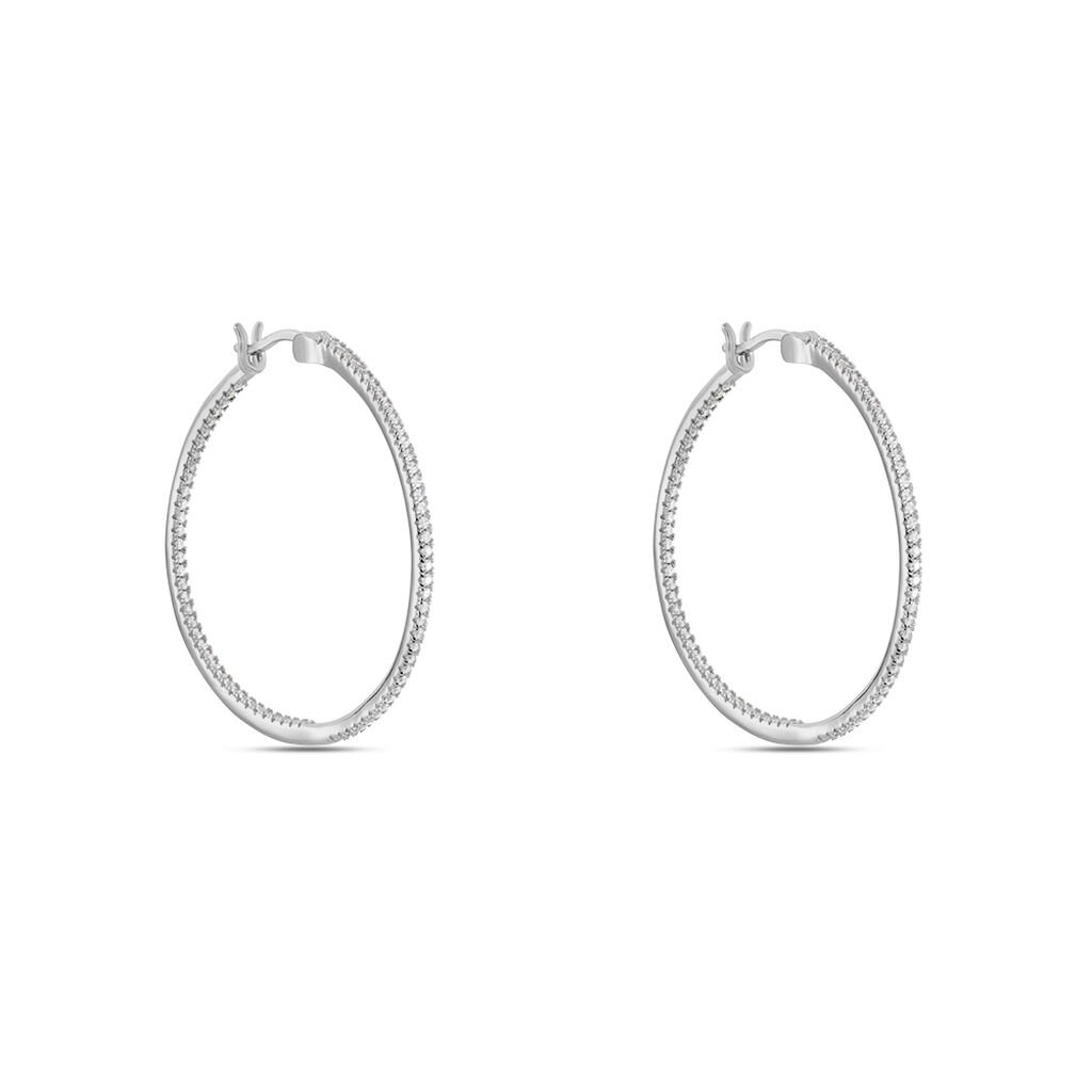 HOOPSA Damen Creolen Silber 925 Zirkonia Wei&szlig; 1,17 ct B 15,7 mm