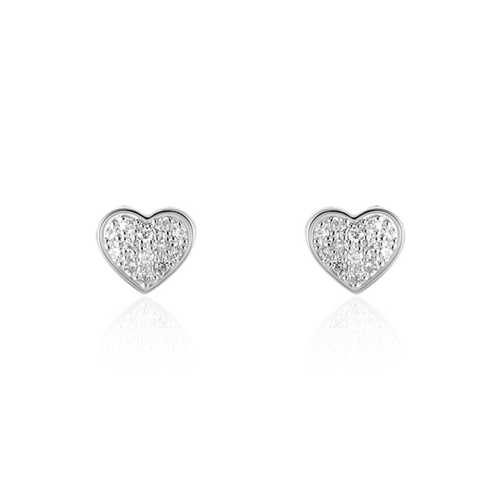 Thumbnail - Damen Ohrstecker Weißgold 375 Diamant 0,06ct Herz Aba , Ohrstecker mit Stein
