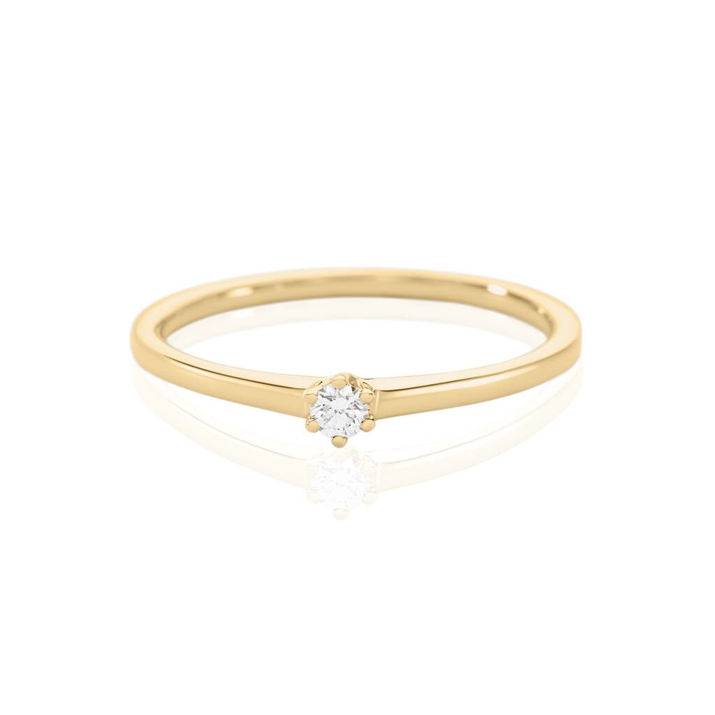 Damen Ring Gold 585 Rund Weiß Monopoli, Ring mit Stein