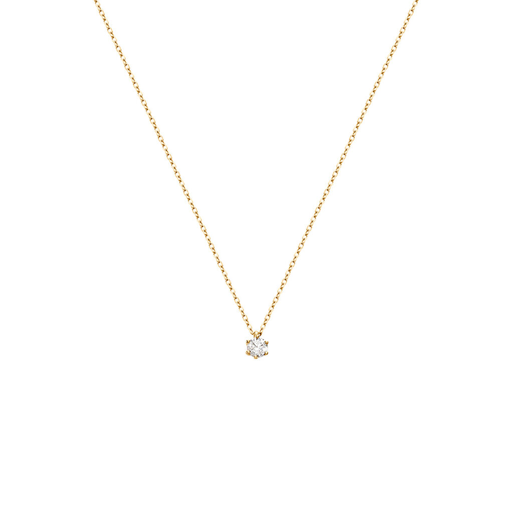 Sonate Damen Collier Gold 585 (14 Karat) Synthetischer Diamant Wei&szlig; 0,16 ct