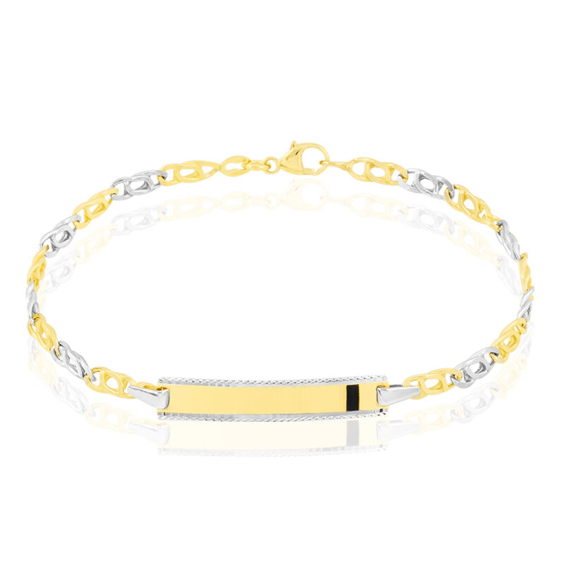 Bracelet Identité Fanelia Maille Marine Or Bicolore - Spannringe Kinder | OROVIVO