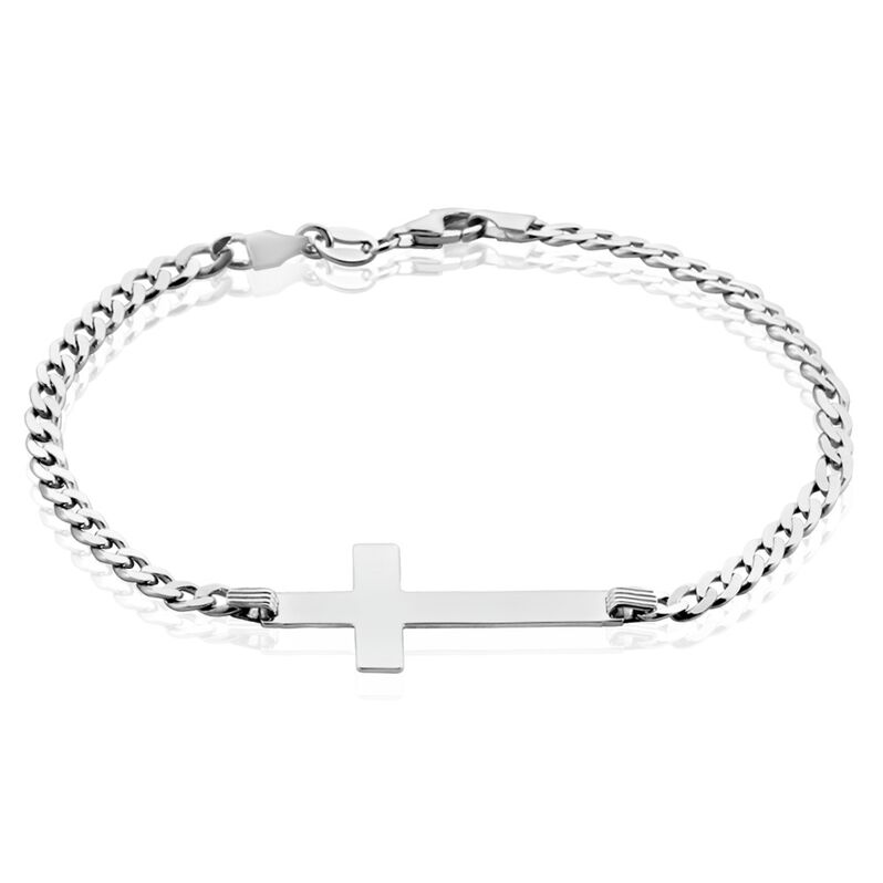 Herrenarmband Panzerkette Silber 925 Kreuz - Armbänder mit Anhänger Herren | OROVIVO