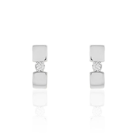 GRANADA Damen Ohrstecker Wei&szlig;gold 375 (9 Karat) Diamant Wei&szlig; 0,04 ct Viereck