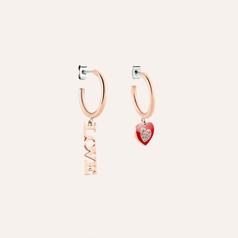 Orecchini Spaiati Lady Sweet Acciaio Rosa Cristallo - Spannringe Damen | OROVIVO