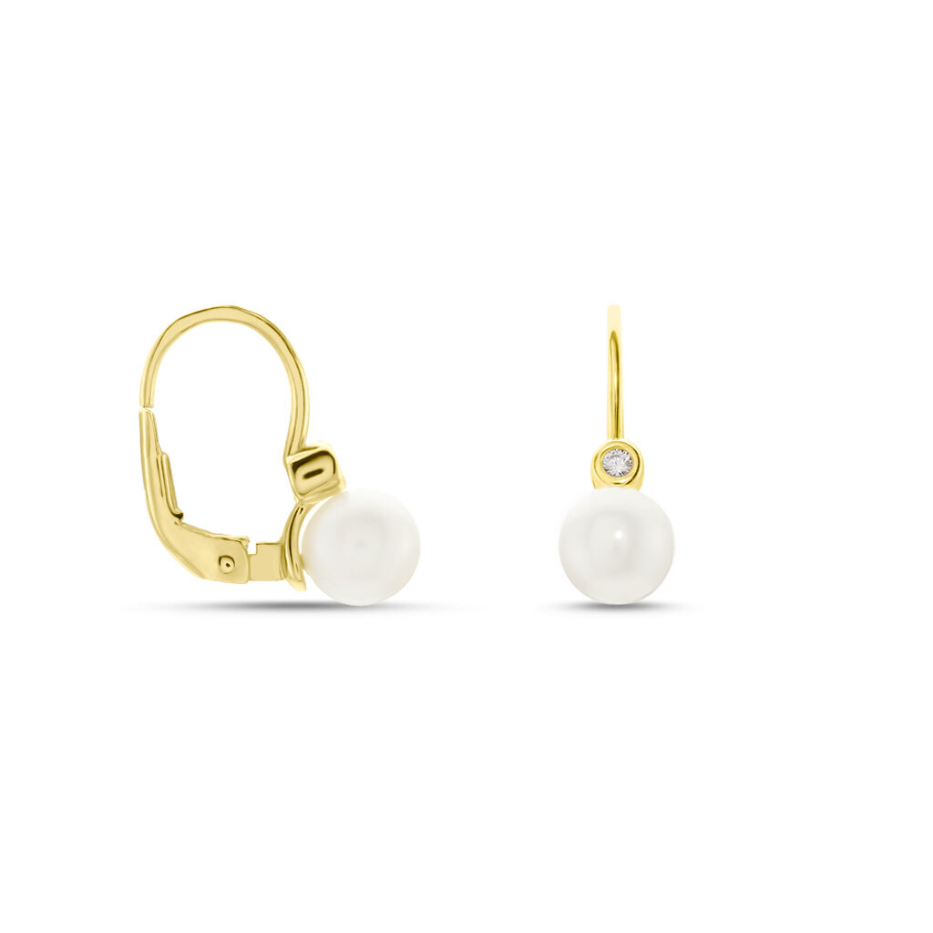 Damen Perlenohrringe Gold 375 Zuchtperlen Zirkonia Willow - Ohrringe Damen | OROVIVO