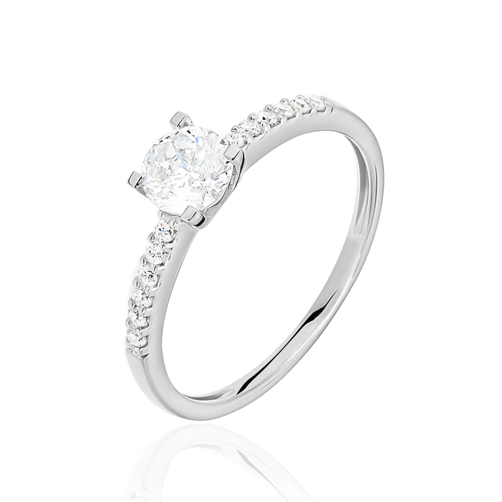 Damen Ring Wei&szlig;gold 375 (9 Karat) Zirkonia Wei&szlig; 0,940 ct