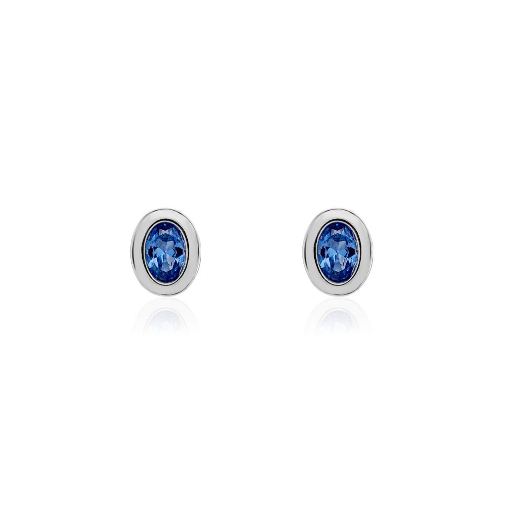 Olivia Damen Ohrstecker Silber 925 Glas Blau Oval, Ohrstecker mit Stein