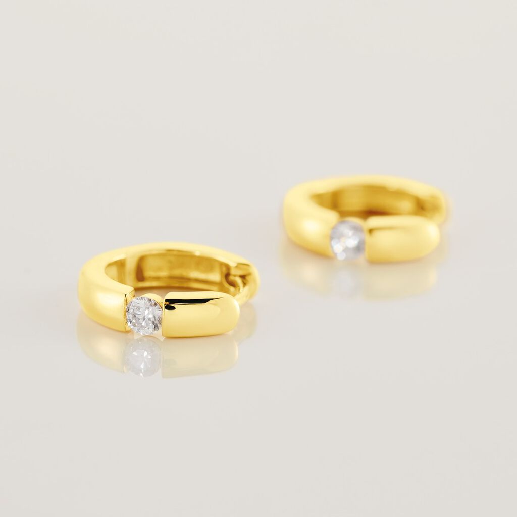 Damen Creolen Gold 750 Diamant 0,2ct Lisboa 10,00mm 3,20mm  - Creolen Damen | OROVIVO