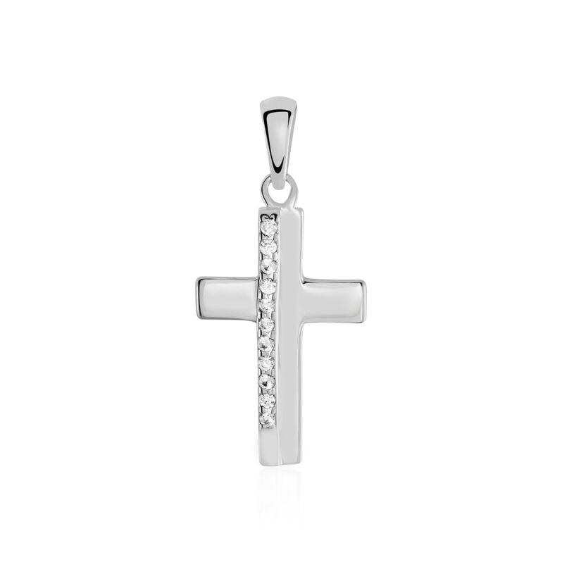 Damen Anh&auml;nger Silber 925 Zirkonia Wei&szlig; 0,12 ct Religi&ouml;ses Kreuz - Schmuckanh&auml;nger Damen | OROVIVO