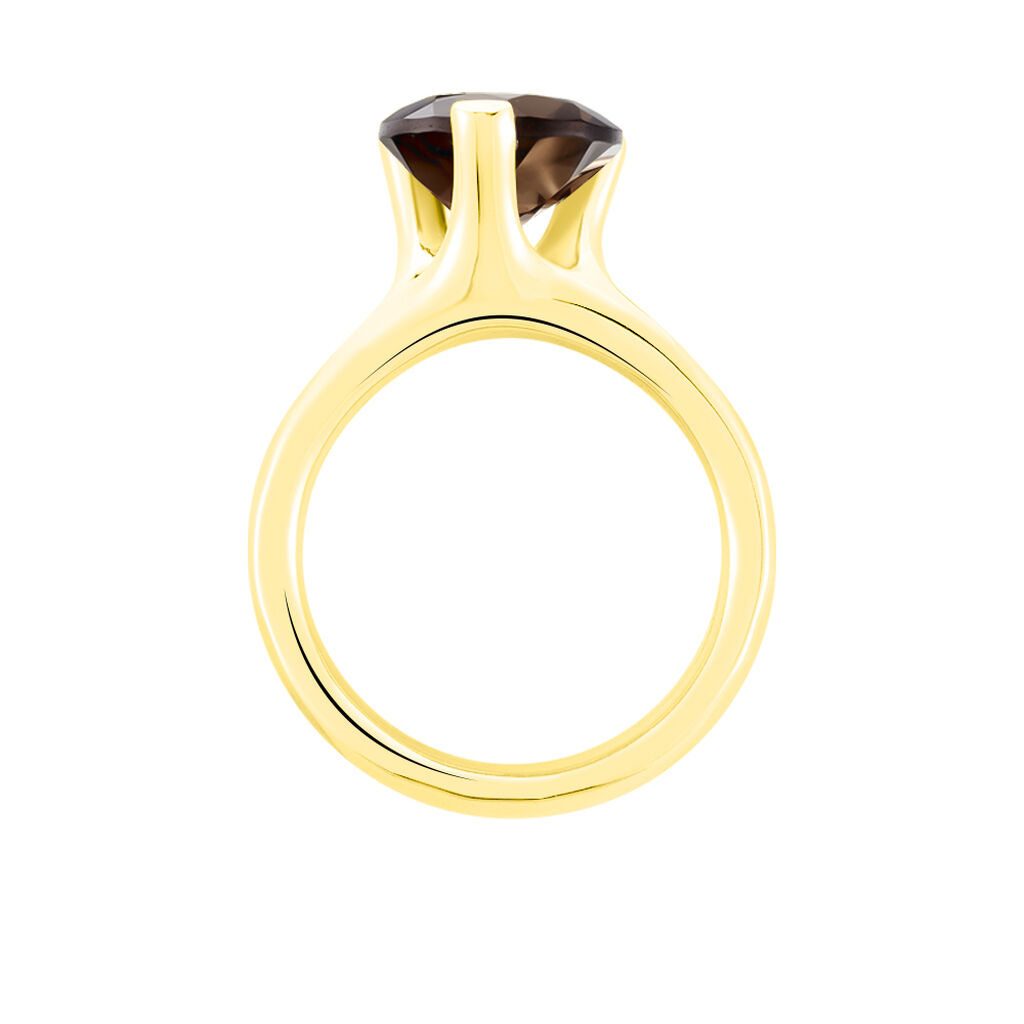 HAKKO Damen Ring Gold 375 (9 Karat) Quarz Kastanienbraun 3,3 ct