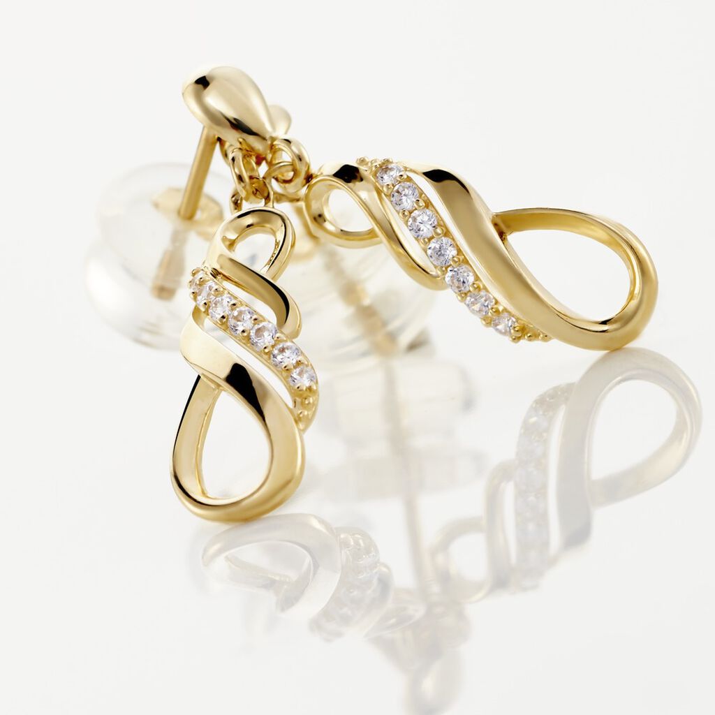 Damen Ohrringe Lang Gold 375 Zirkonia  - Ohrringe mit Stein Damen | OROVIVO