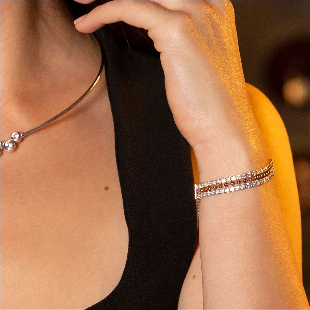 Damen Armband Silber Tricolor 925 Zirkonia Halbkreis - Armbänder mit Anhänger Damen | OROVIVO
