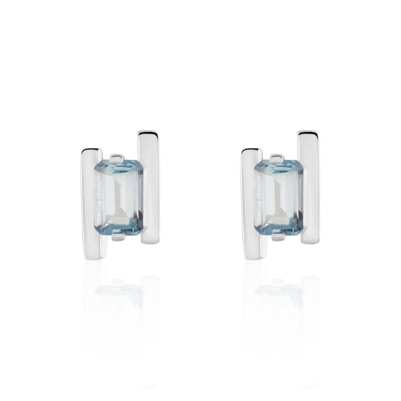 SINEVA Damen Ohrstecker Silber Silber 925 Topas Blau 1,46 ct Achteck - Ohrstecker Damen | OROVIVO