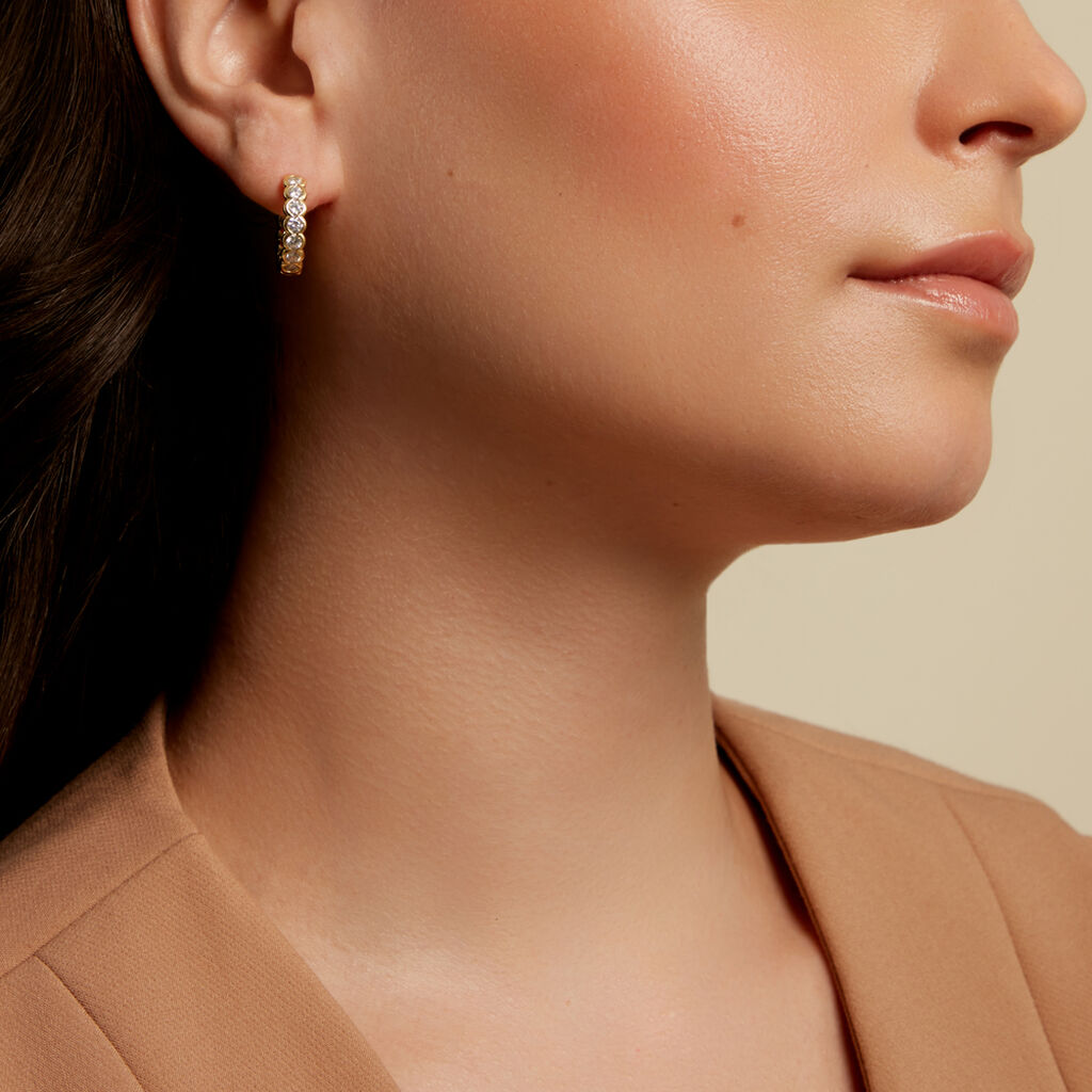 ZARINA Damen Creolen Silber vergoldet 925 Zirkonia Wei&szlig; 3,67 ct Kreis