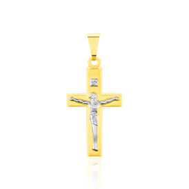 Kreuz Anhänger Gold 333 Bicolor Jesus Christus Damian - Kreuzanhänger Unisex | OROVIVO