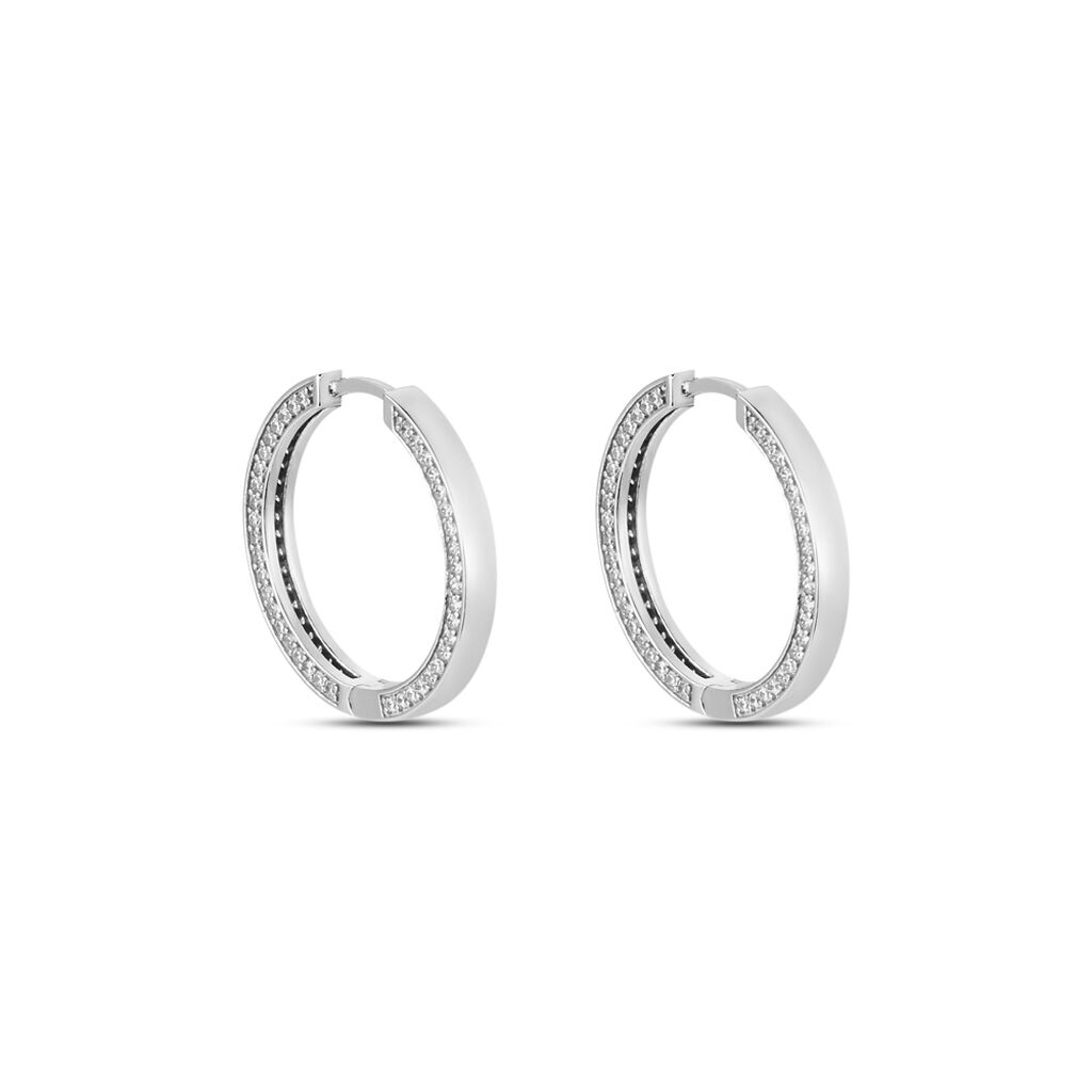 Damen Creolen Silber 925 Zirkonia Medina 20,50mm  - Creolen Damen | OROVIVO