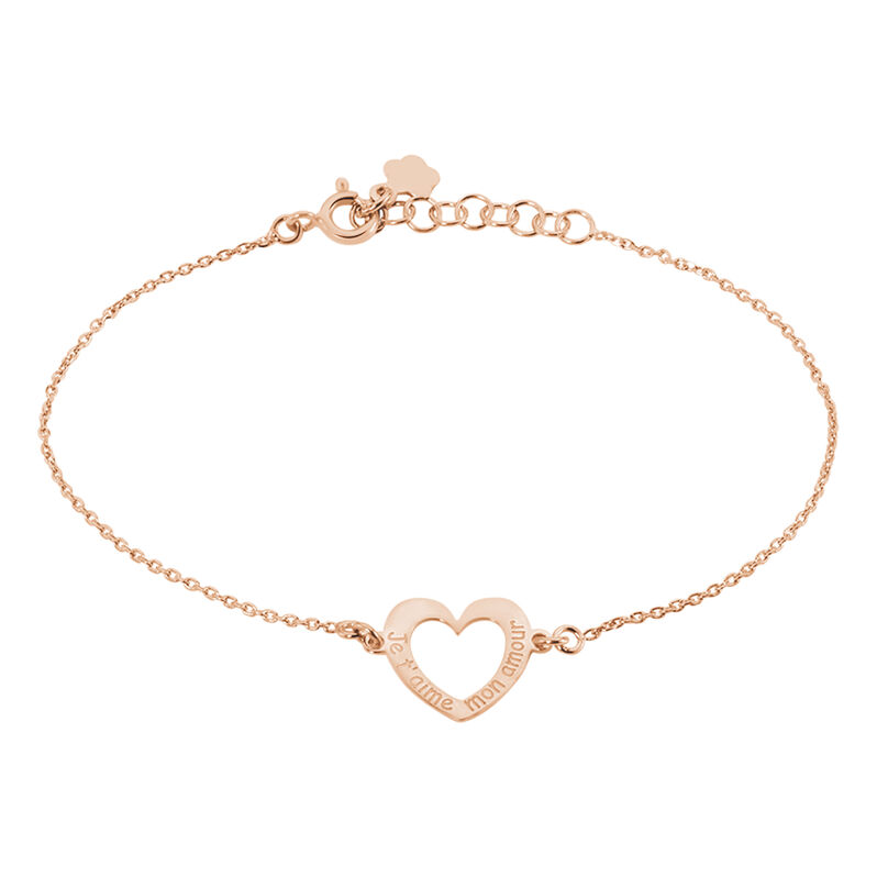 Bracelet Argent Rose Vivia Cœur Ajouré Message - Spannringe Damen | OROVIVO