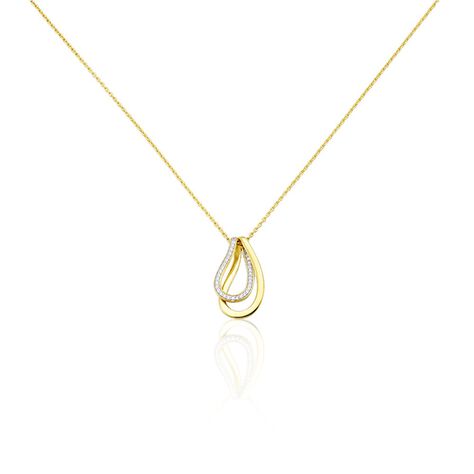 Damen Collier Silber Bicolor Gelb/Silber 925 Zirkonia Azalia 47cm - Halsketten Damen | OROVIVO